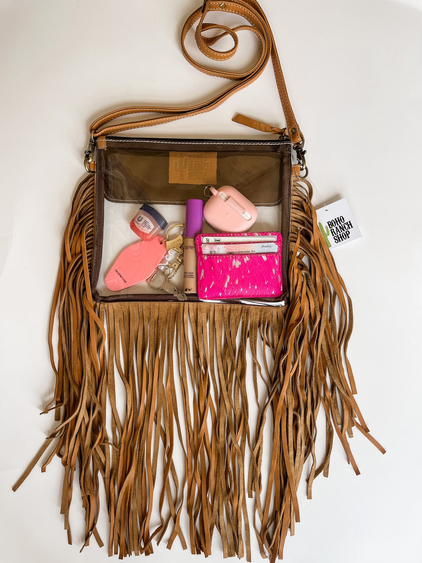 Ellie Hand Tooled Clear Crossbody Purse - Concert & Game Day