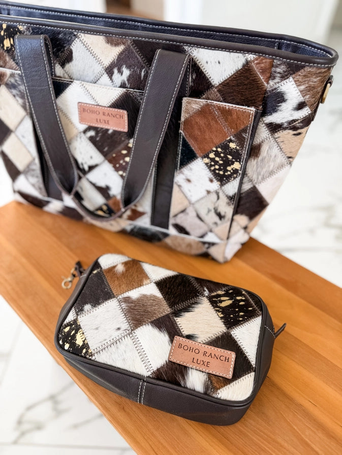 BOHO LUXE TOTE Work - Diaper bag Cowhide Western Purse