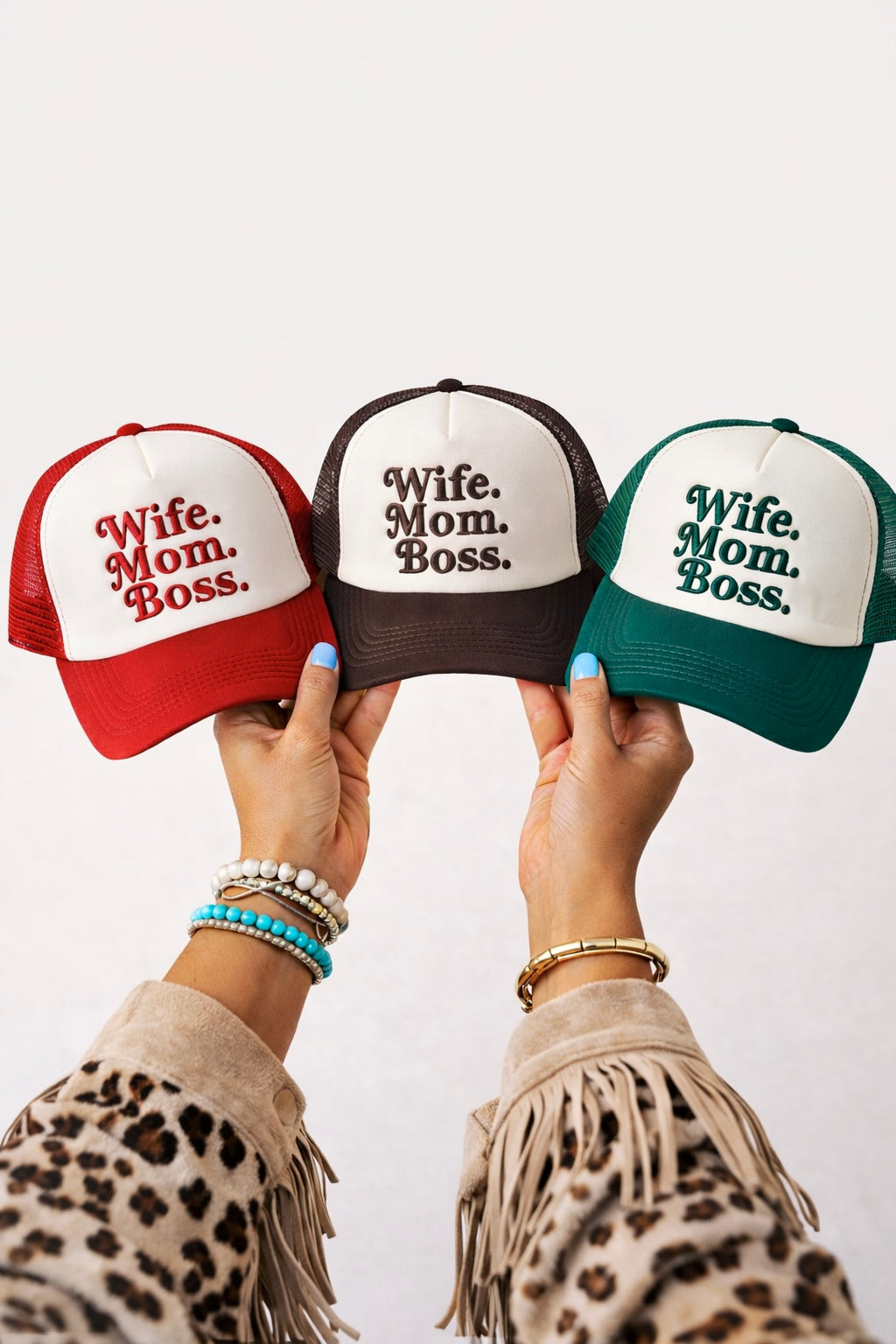 Trucker Meshback Ball Cap Hat - YALL NEED JESUS / WIFE MAMA BOSS