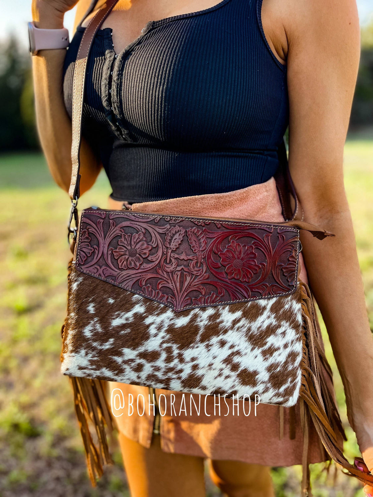 The Morgan Crossbody Leather Cowhide Western Purse – Boho Ranch Shop