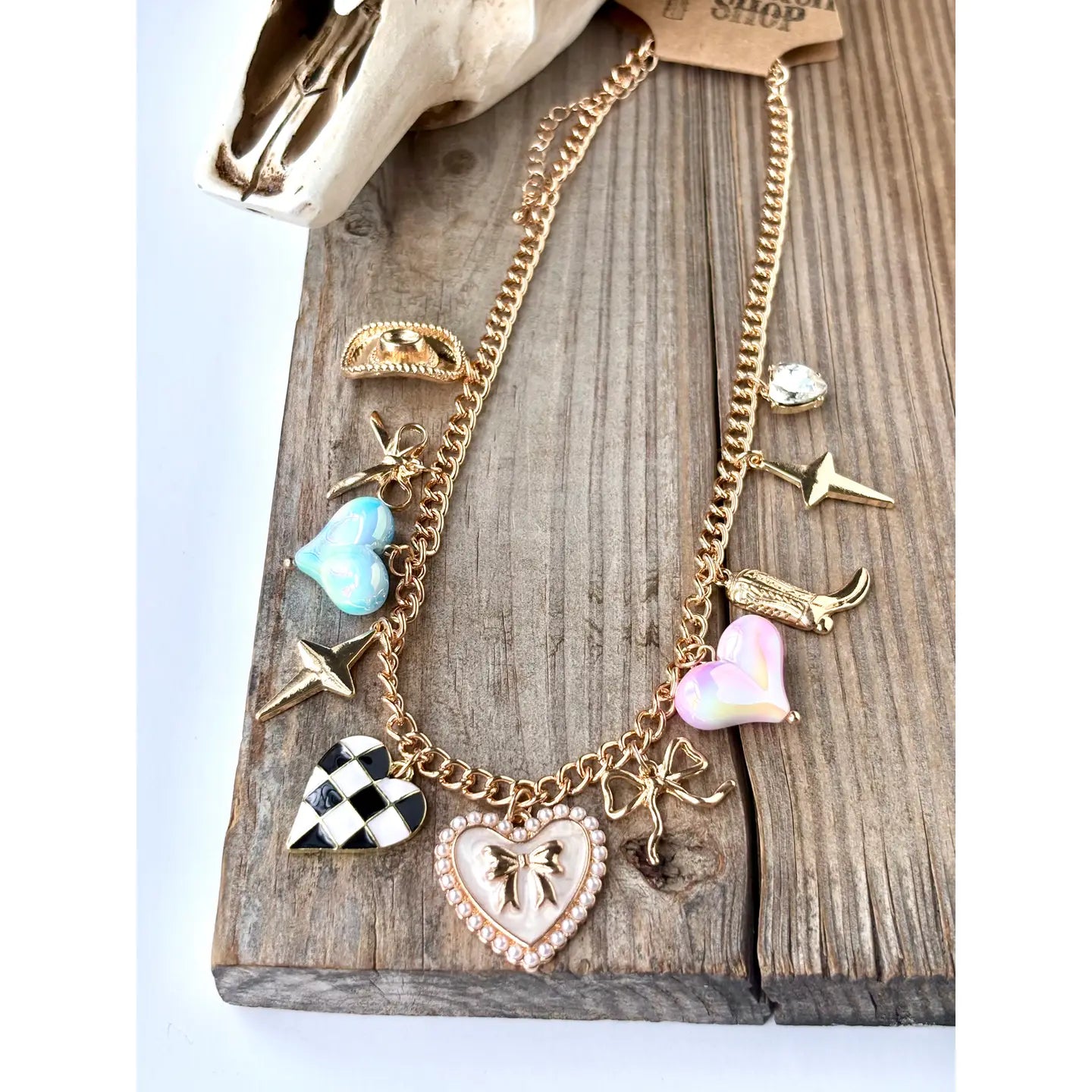 Western Girly Theme Heart Charm Necklace