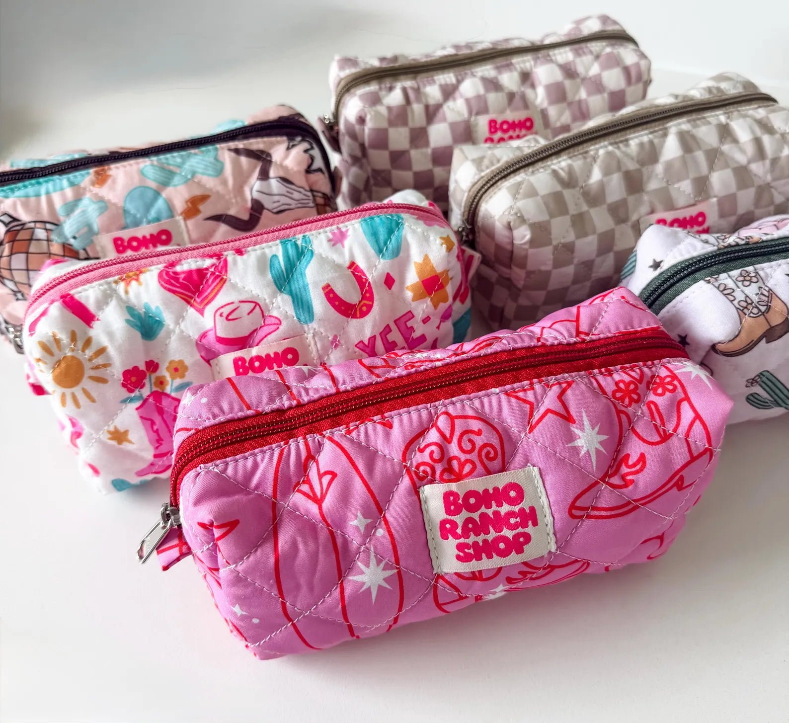 Western Pencil Pouch - Cowgirl Soft Fabric Makeup Bag - Cute Western Zipper Pouch Travel Cosmetic Case Rodeo Gift for Her Western Organizer
