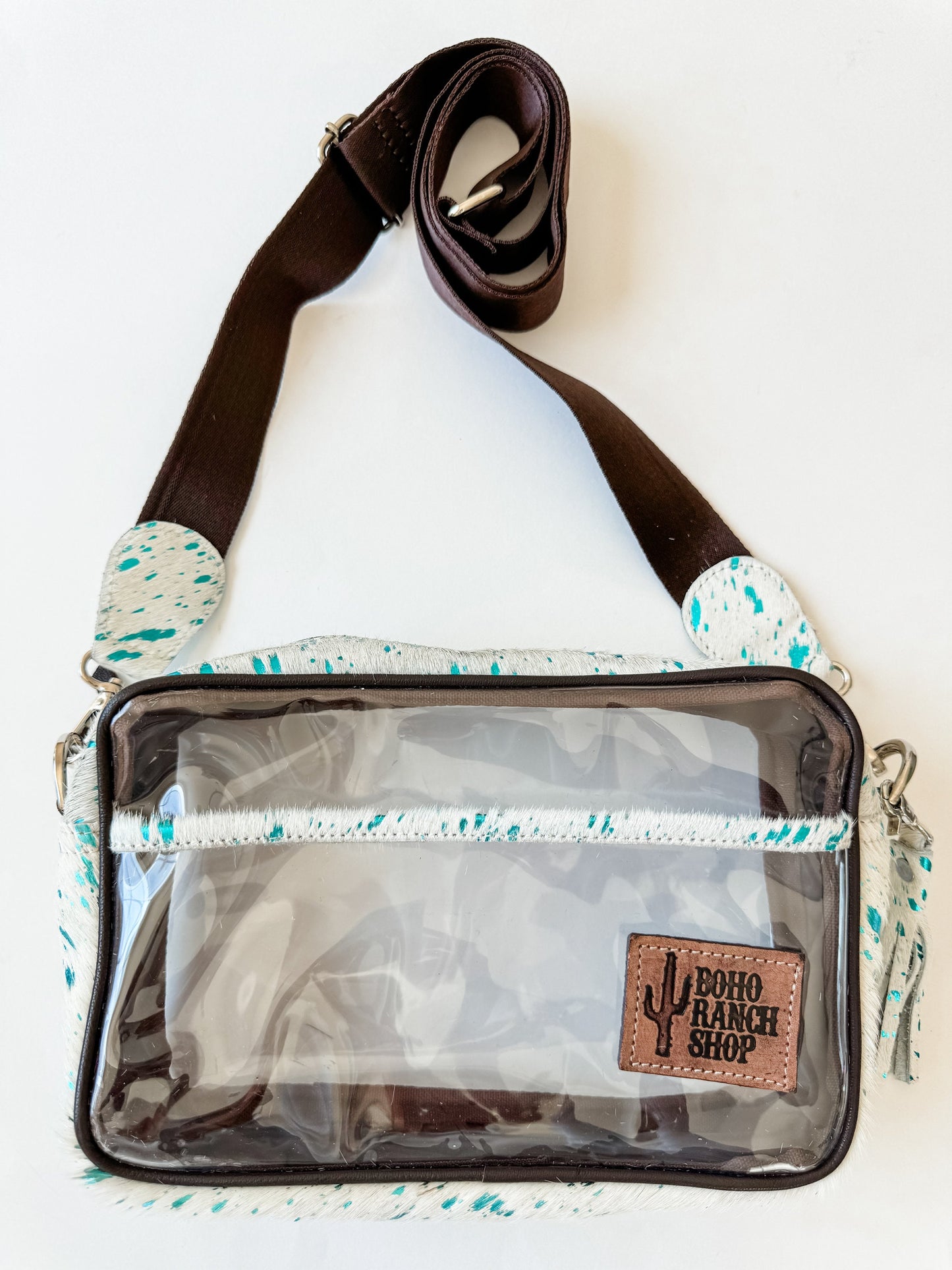 The Priscilla Clear cowhide crossbody purse - Clear concert game day bag