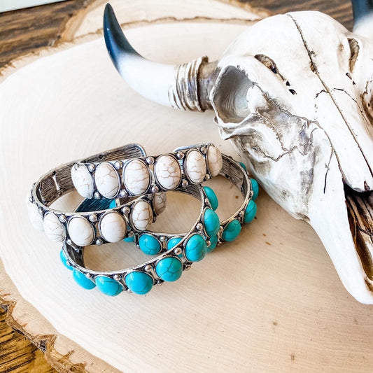 CUFF STONE BRACELET - white buffalo turquoise | southwestern western - jewelry - makes a great gift! navajo inspired | punchy