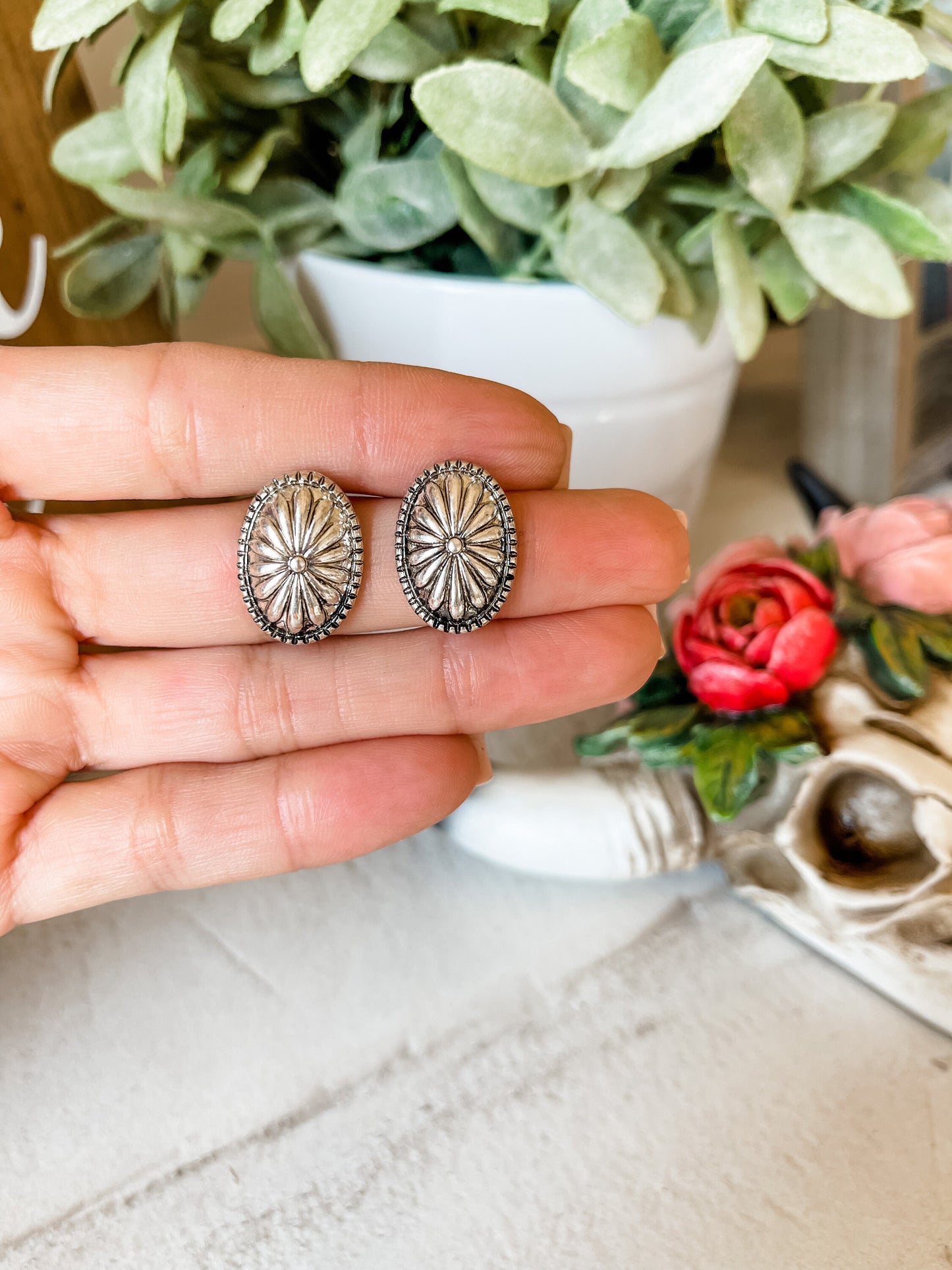 WESTERN CONCH OVAL | silver Post Earring earrings | southwestern jewelry earrings Studs | stud | jewelry navajo