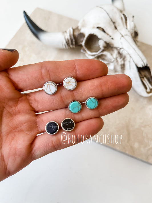 MINI ROUND STUDS | western Stud earrings turquoise colored stone Earring earrings | southwestern western jewelry Studs | stud