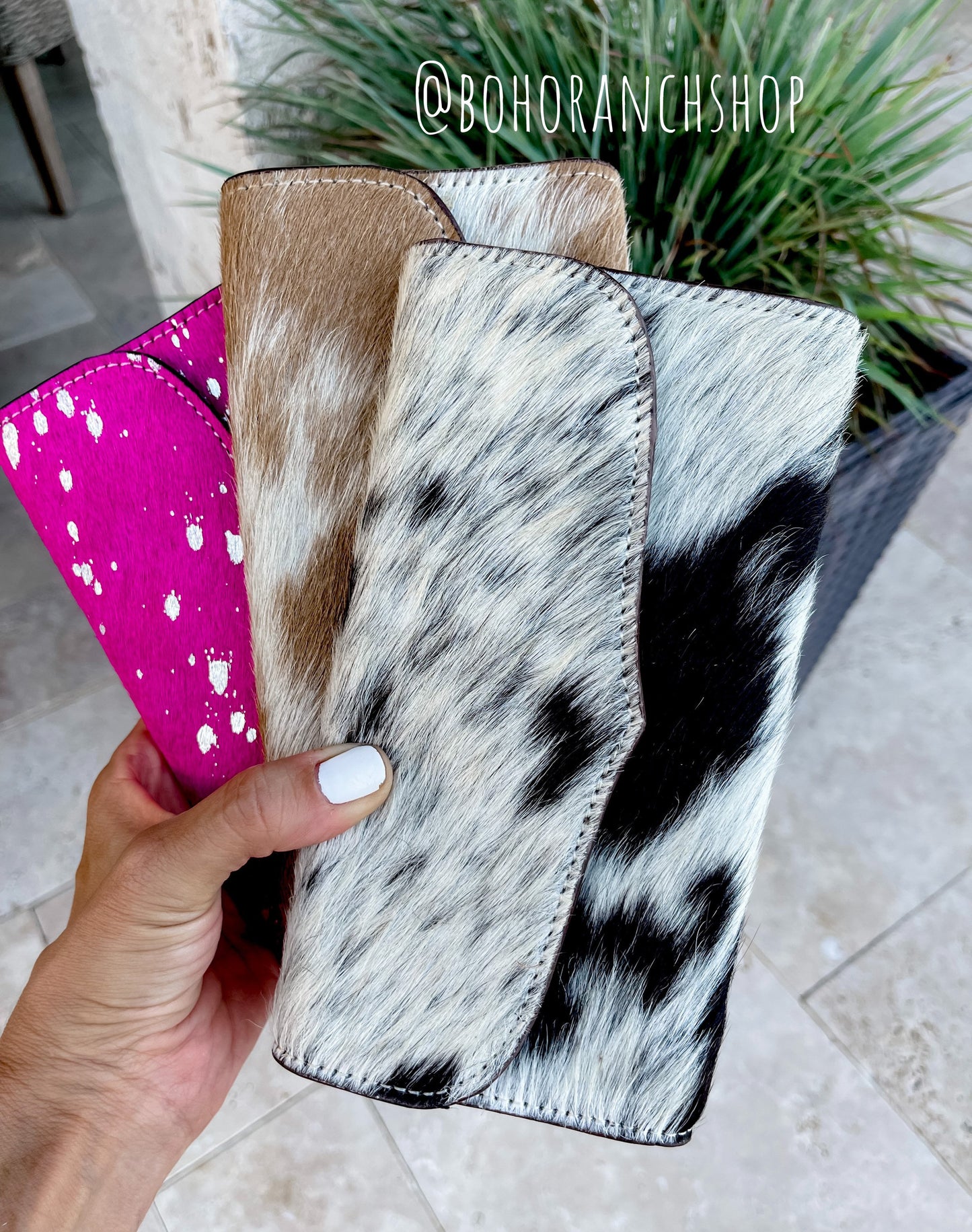 COWHIDE WALLET | Double sided hair on fur | 100 % Genuine Leather Cowhide | Credit Card cash Check book Holder gift idea | Gifts For Her Him