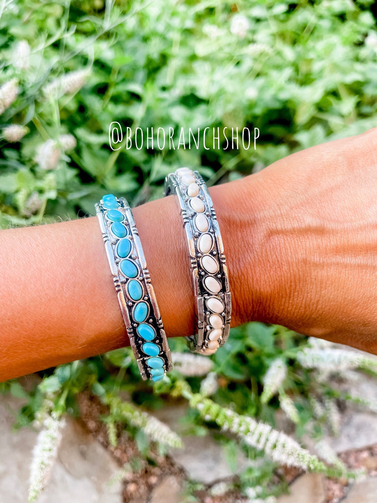 STONE STRETCH BRACELET | Western Turquoise or white Stackable Bracelet Natural Stone Bracelet bangle