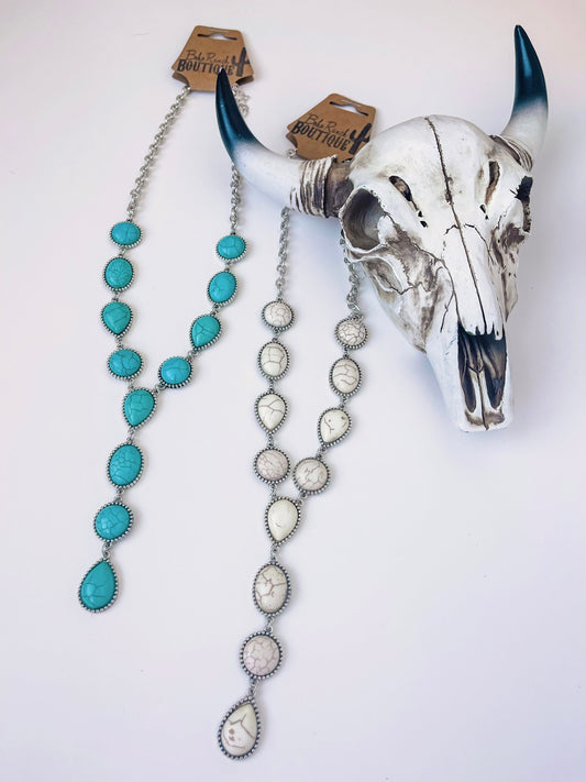 WESTERN Y NECKLACE | semi stone Turquoise or white | howdy rodeo nashville punchy Southwestern Jewelry Western