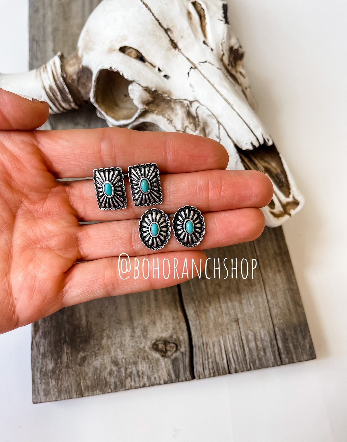 MINI CONCH STUD earrings - turquoise Western Conch Stone Post Earring earrings | southwestern jewelry Studs | stud | jewelry navajo