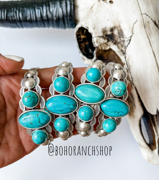 CUFF STONE BRACELET | Western White Turquoise Stackable Bracelet Natural Stone Cuff Bracelet