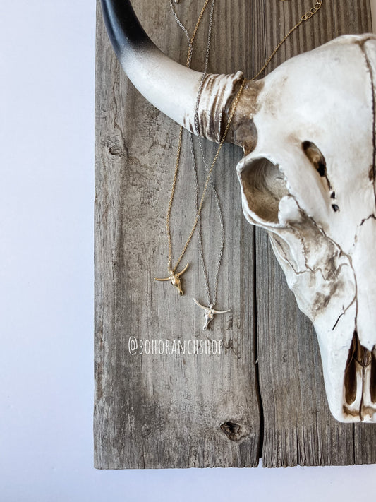 STEER DAINTY NECKLACE | bull steer Western Necklace accessories | jewelry punchy longhorn gift idea