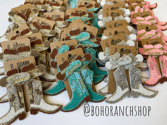 BEADED COWBOY HAT boots Earrings