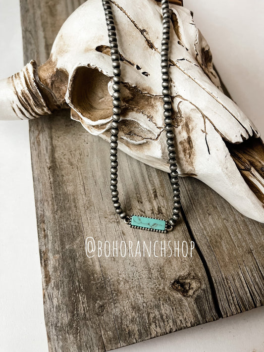 TURQUOISE BAR CHOKER | Western Turquoise semi stone Southwestern Jewelry Western pearl punchy cowgirl boho