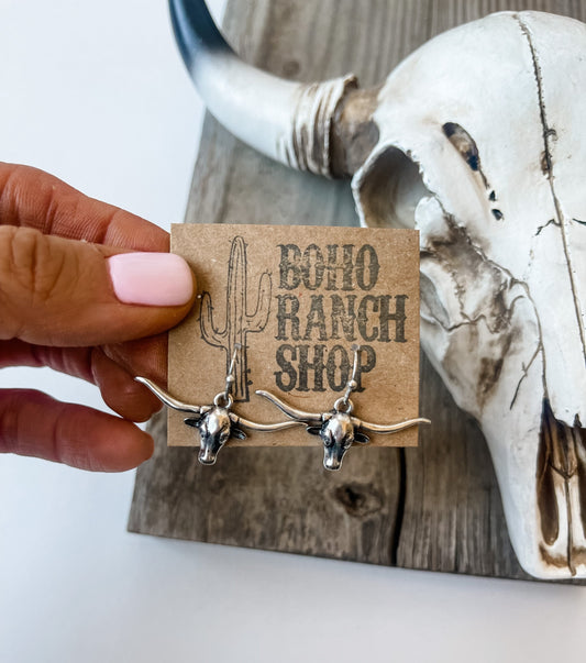 LONGHORN EARRINGS  | silver colored | Southwestern Jewelry Western aretes punchy howdy