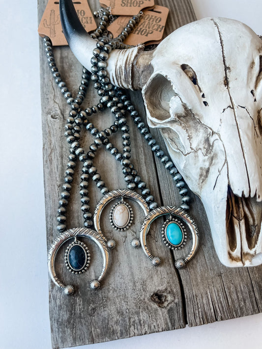 NAJA NECKLACE | squash blossom western Pendant Necklace | Turquoise  Southwestern Jewelry Western