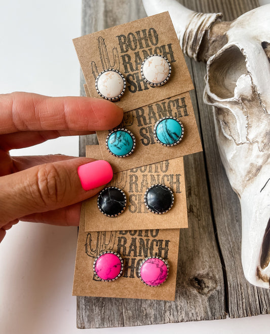 STUD EARRINGS |  Earring earrings black fushia pink | southwestern jewelry earrings Studs | stud jewelry rodeo western | punchy