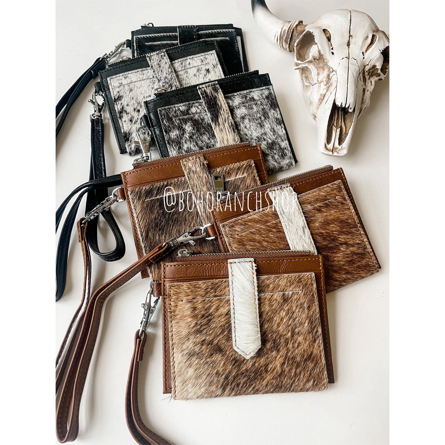 COWHIDE WRISTLET WALLET | Genuine hair on Cowhide Credit Card Holder Change Coin Pouch cash| gift idea | Gifts For Her Him