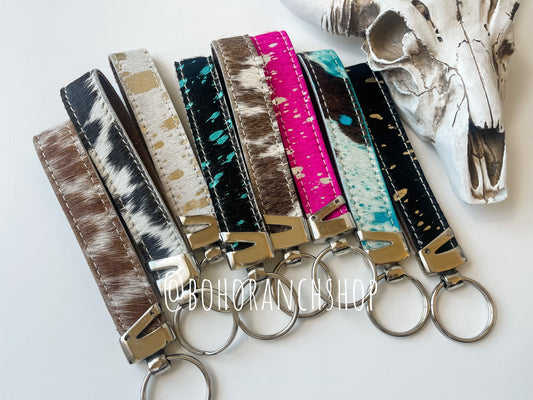 COWHIDE WRISTLET KEYCHAIN western hair on cowhide keychain | key chain  | leather hairon cowhide cowhide llavero punchy gift idea