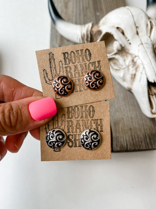 MINI CASTING PATTERNED stud earrings - Western Conch Stone Post Earring earrings | southwestern jewelry Studs | stud | jewelry navajo punchy