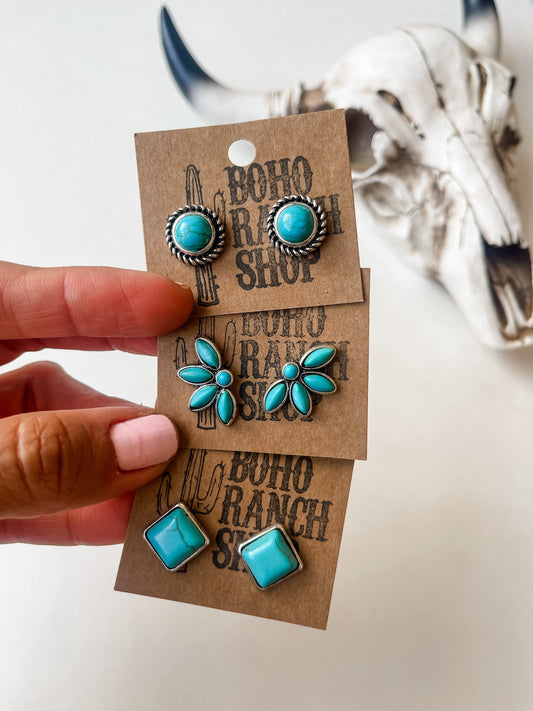 TURQUOISE STUD EARRINGS | faux Turquoise small Earring earrings | southwestern jewelry earrings Studs | stud | jewelry western rodeo