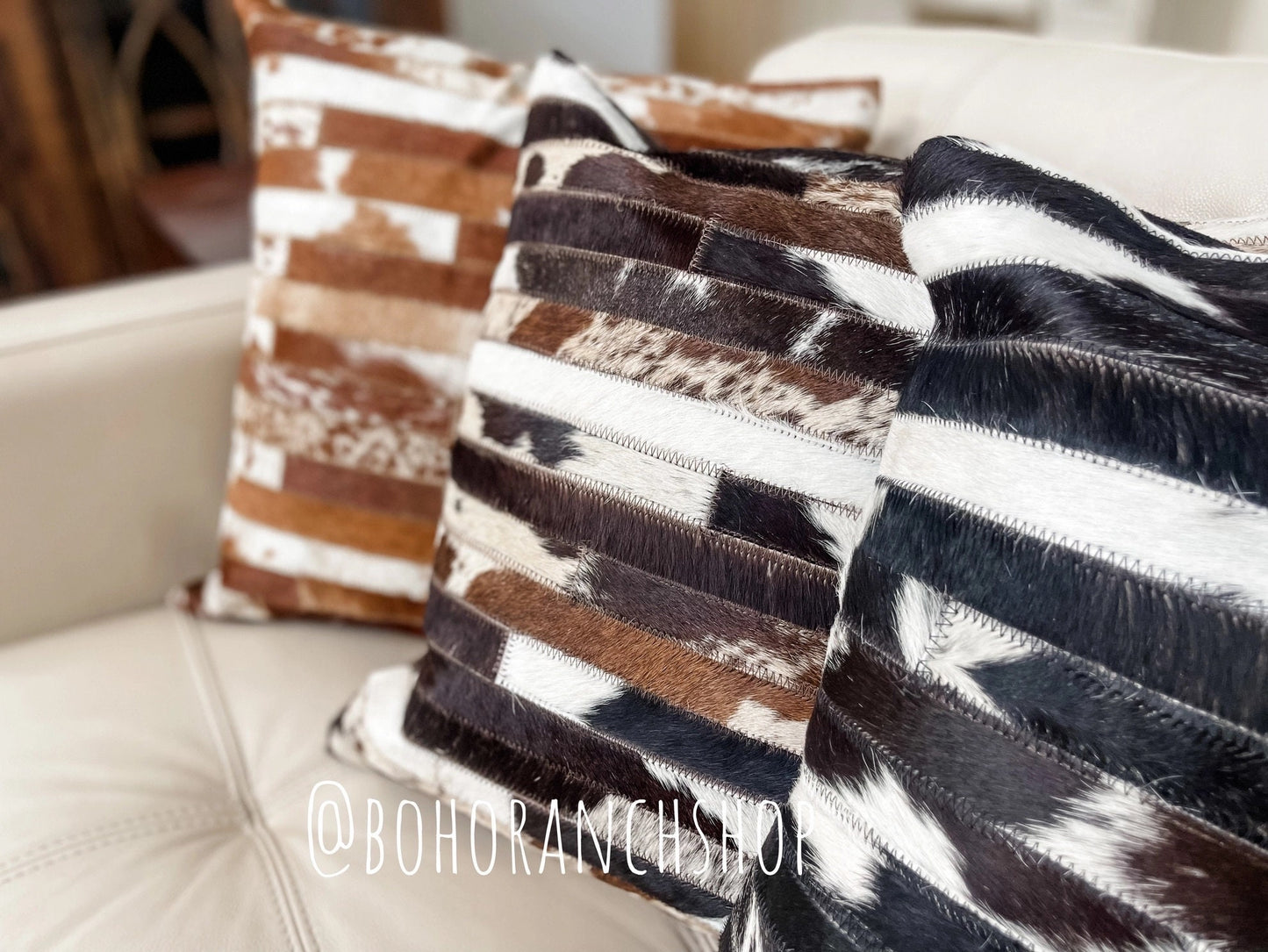 COWHIDE PILLOW COVER - pillow cover - genuine cowhide - western decor- rodeo cowgirl nfr punchy howdy