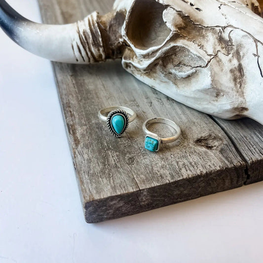 TINY TURQUOISE RING | Western Turquoise colored stone adjustable Ring | gift idea | anilo | accessories | jewelry