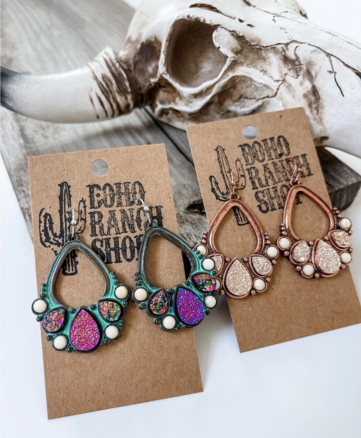 DRUZY TEARDROP EARRINGS | druzy Earring earrings | western southwestern jewelry earrings jewelry navajo punchy howdy