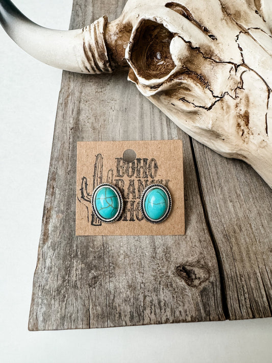 OVAL STUD TURQUOISE earrings | southwestern jewelry earrings Studs | stud | jewelry navajo punchy