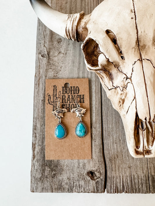 THUNDERBIRD EARRINGS  | Turquoise | Southwestern Jewelry Western aretes