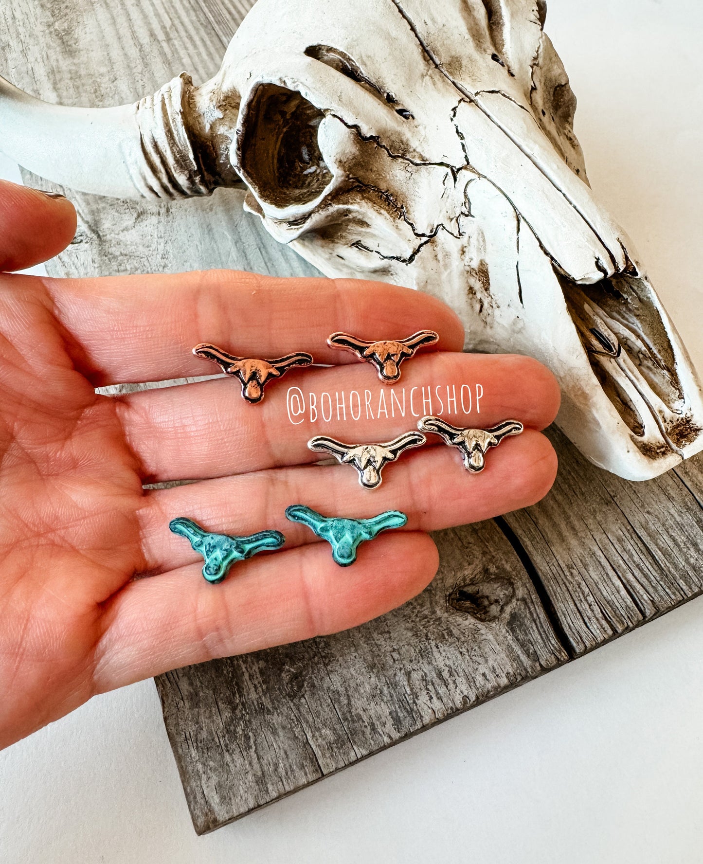 TINY LONGHORN EARRINGS  | studs Southwestern Jewelry Western punchy howdy longhorn bull steer nashville trip