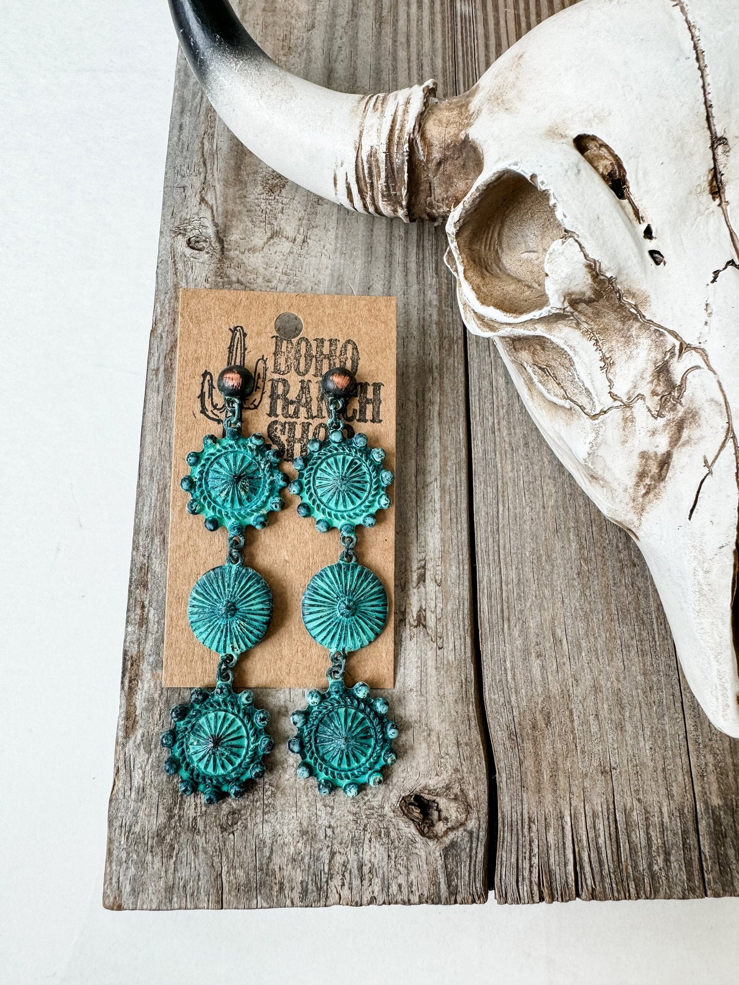 CONCH DROP EARRINGS 3 tier | Southwestern Jewelry | punchy rodeo howdy