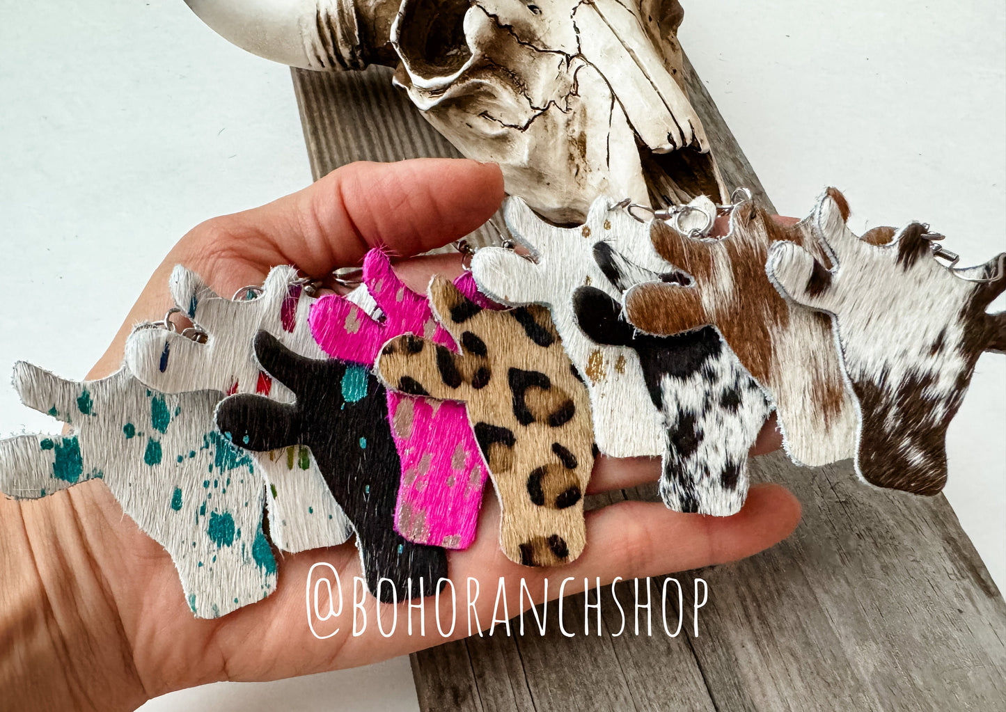 COWHIDE COWHEAD EARRINGS | Genuine Hair on Cowhide Cow Head Earrings | cow print southwestern jewelry earrings