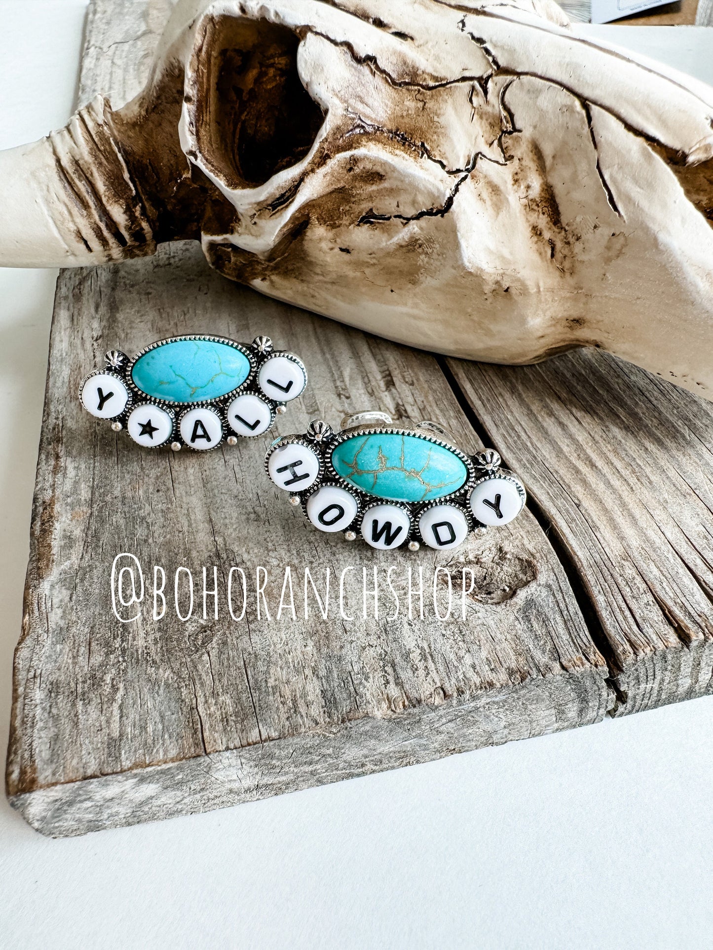 HOWDY YALL RING - turquoise colored stone - adjustable ring -  southwestern western punchy cowgirl rodeo