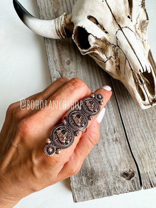 3 COIN TEXTURED RING