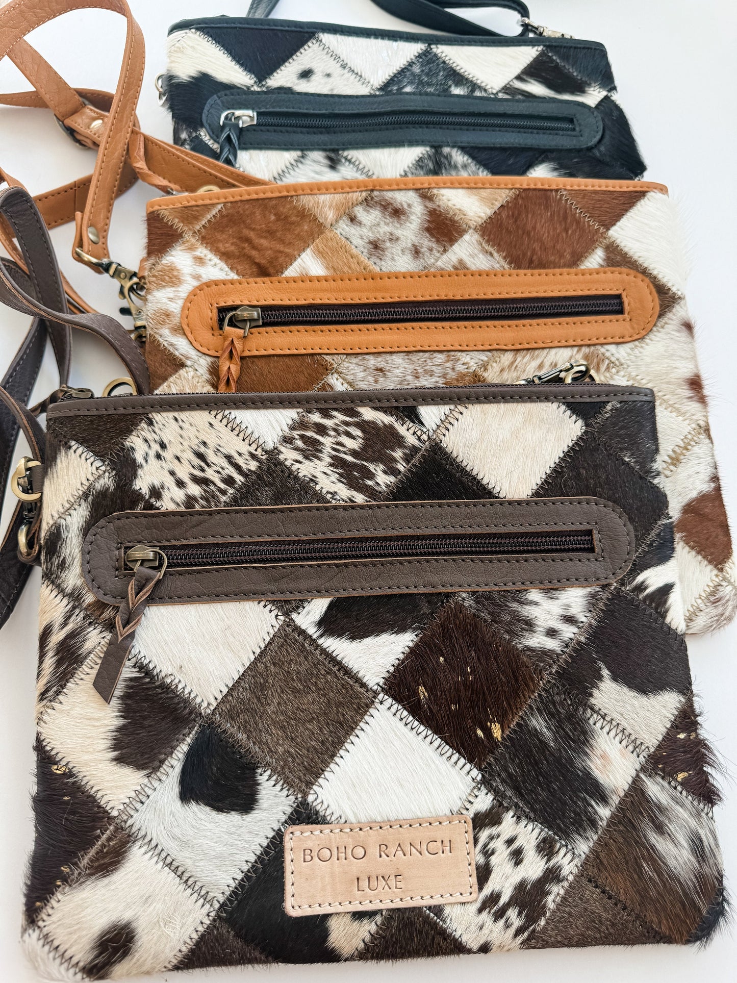 BOHO LUXE CROSSBODY conceal carry Leather Cowhide clutch crossbody | Crossbody Messenger Fringe Wristlet cowhide Purse Bag Western punchy