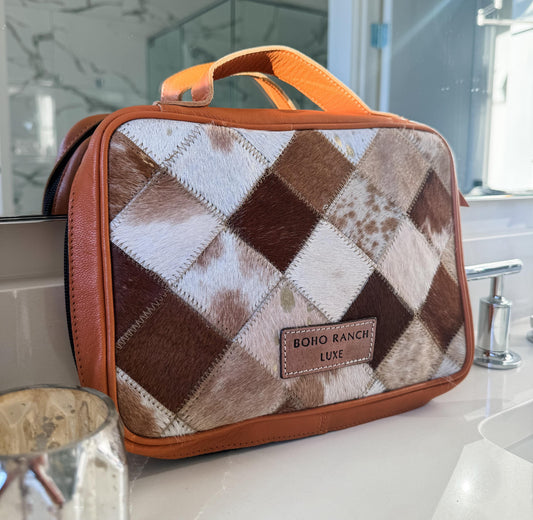 BOHO LUXE JEWELRY organizer travel case bag - Genuine Hair On cowhide | cowhide jewelry pouch western rings necklaces bracelets