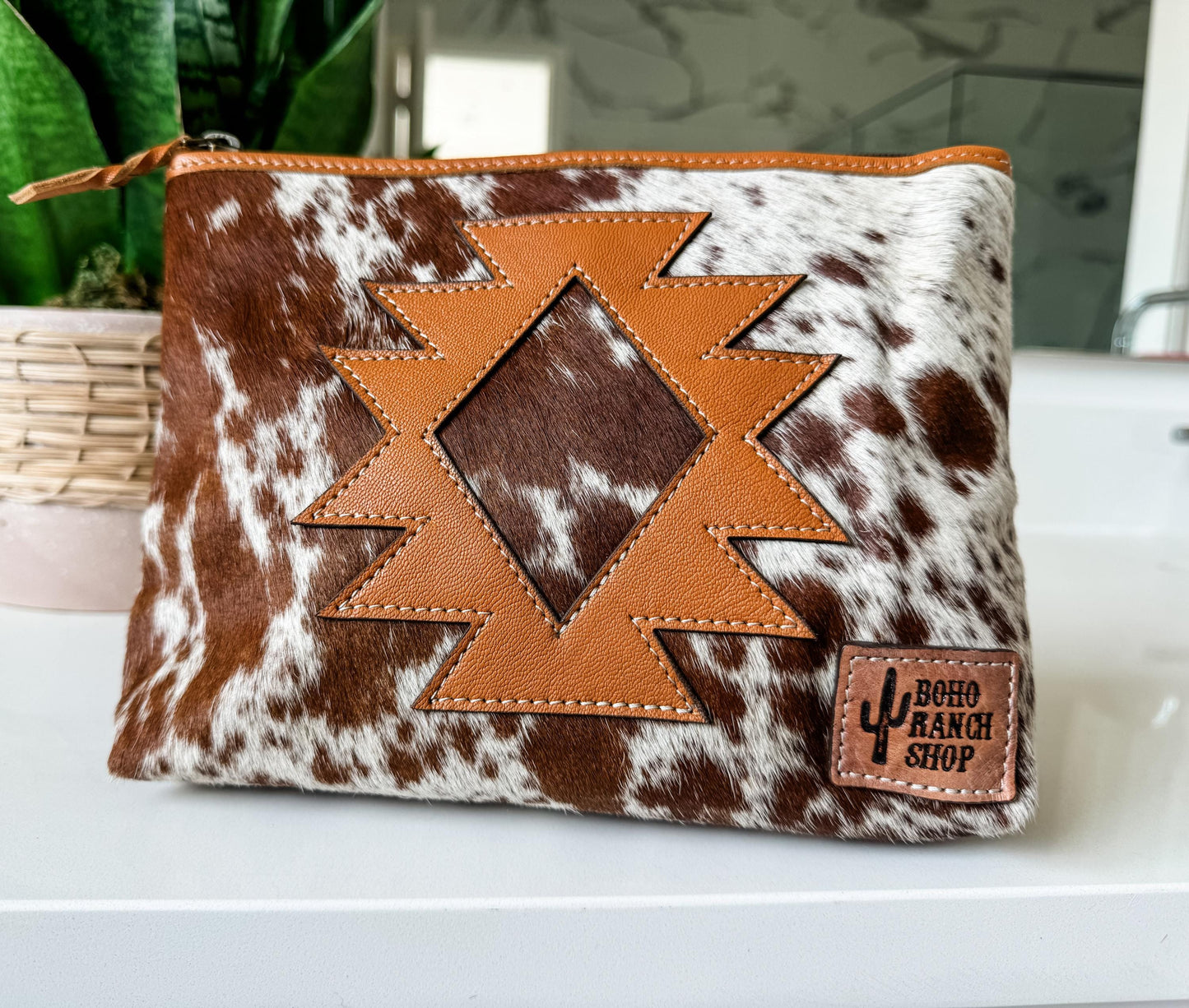 AZTEC COWHIDE MAKEUP bag Genuine Hair On makeup bag travel toiletry pouch western shaving cosmetics