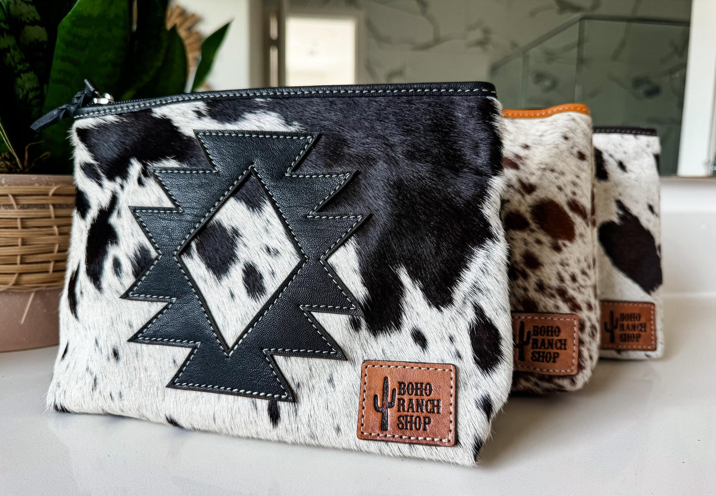 AZTEC COWHIDE MAKEUP bag Genuine Hair On makeup bag travel toiletry pouch western shaving cosmetics