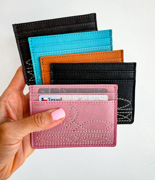 LEATHER CC HOLDER | Boot Stitch - 100 % Genuine Leather Credit Card Wallet, Credit Card Holder - gift idea | Gifts For Her Him, Unisex
