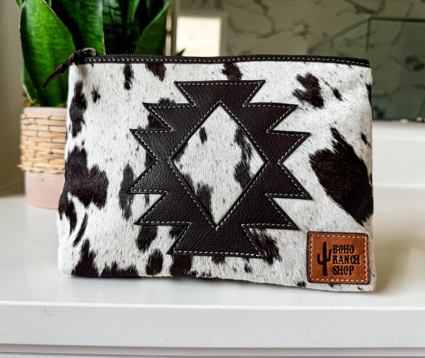 AZTEC COWHIDE MAKEUP bag Genuine Hair On makeup bag travel toiletry pouch western shaving cosmetics